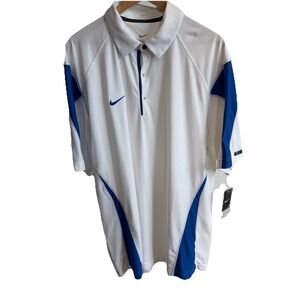 NWT Nike Polo White Shirt Dri-Fit Soccer Football Short Sleeve Blue Mens XL